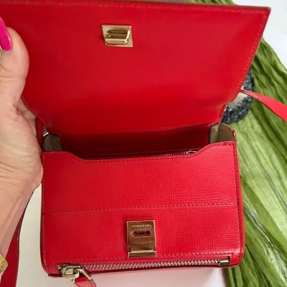 Givenchy Pandora Mini Crossbody Bag Red Leather Authentic - Picture 5 of 12